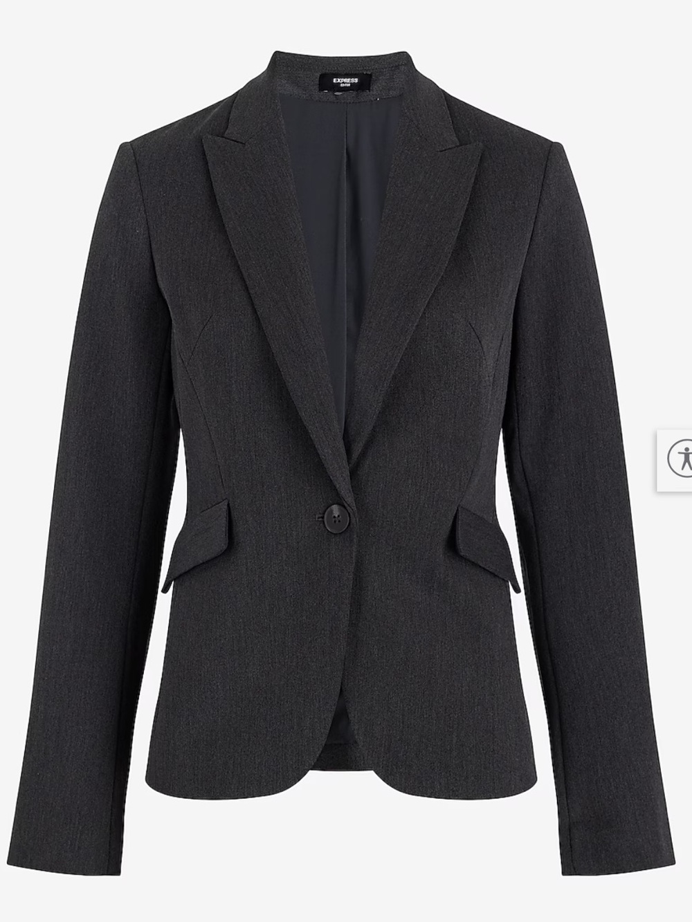 Express Editor Women’s Fitted Gray One Button Blazer with Black Lining - Picture 6 of 13